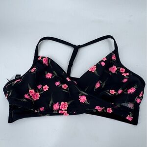 Pink Sport Floral Black and Pink Women's Bra